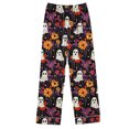 thumbnail image 4 of sdhkgrrt Women's Plus Size 2 Piece Pajama Set Collared Long Sleeve Shirt Wide Leg Pants Halloween Printed Lounge Outfit Soft Loose Matching Casual Fall Tracksuit, Purple L, 4 of 8