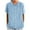 Light Blue, variant on Staron Women's Casual Short Sleeve Lace Blouse Round Neck Button Down Shirt Basic Cropped Top for Spring Summer Vacation Party, Light Blue M