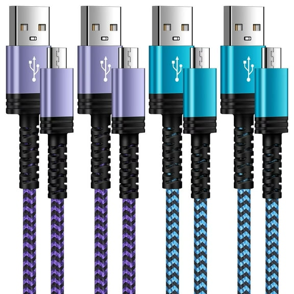 Micro USB Cable 6ft 4 Pack,HopePow Micro Android Charging Cable Nylon Braided High Speed Fast Charging Cord USB Charger Android Micro Cables 6ft Charge&Sync for Samsung Galaxy