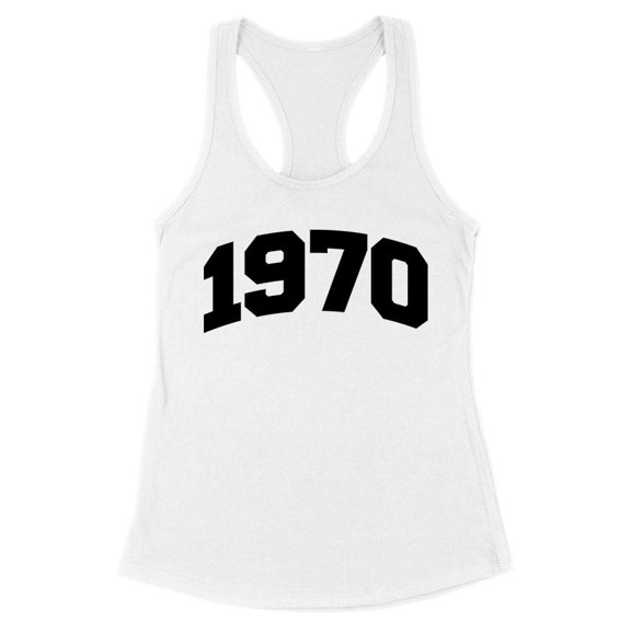 1970 College Style Tank Top Fitted Racerback Women's Large White