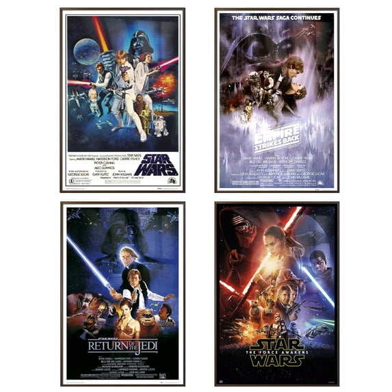 Star Wars: Episode IV, V, VI & VII - Framed 4 Piece Movie Poster / Print Set (Regular Styles 2 ) (Size: 24" x 36" each)
