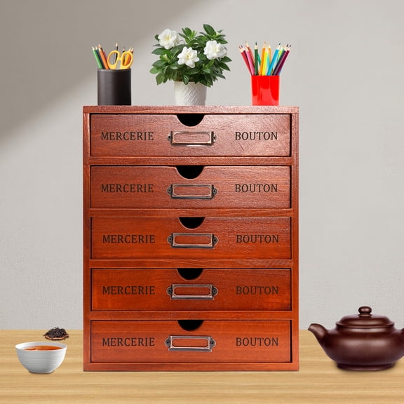 Vintage 5 Layers Large Jewelry Organizer Wooden Storage Box Storage Cabinet With 5 Drawers
