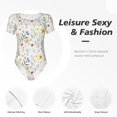 thumbnail image 4 of Balery Watercolor Floral A Body de cuello redondo de manga corta para mujer Tops de manga corta Tops básicos-Medium, 4 of 7