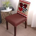 thumbnail image 2 of Valentine's Day Dining Chair Cover Set of 4, Mothers' Day Rose Petal Heart Vintage Wooden Board Plank Parsons Chair Slipcover Stretch Removable Chair Seat Protector Cover for Party Anniversary, 2 of 6
