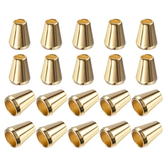 Uxcell 30Pack 5mm Metal Bell Stopper Conical Cord Ends Lock Fastener Stopper Gold