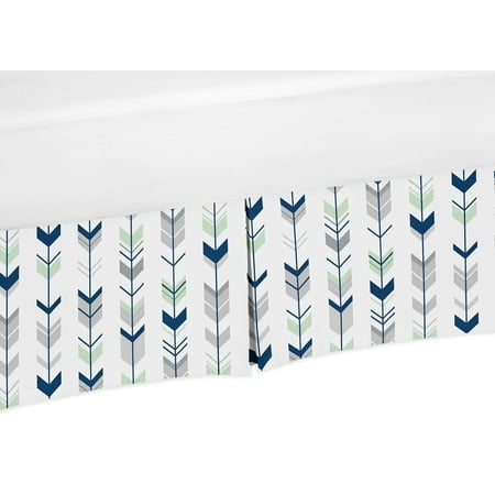 UPC: 0846480043973 | Mod Arrow Grey Navy Mint Dust Ruffle Crib Skirt by Sweet Jojo Designs