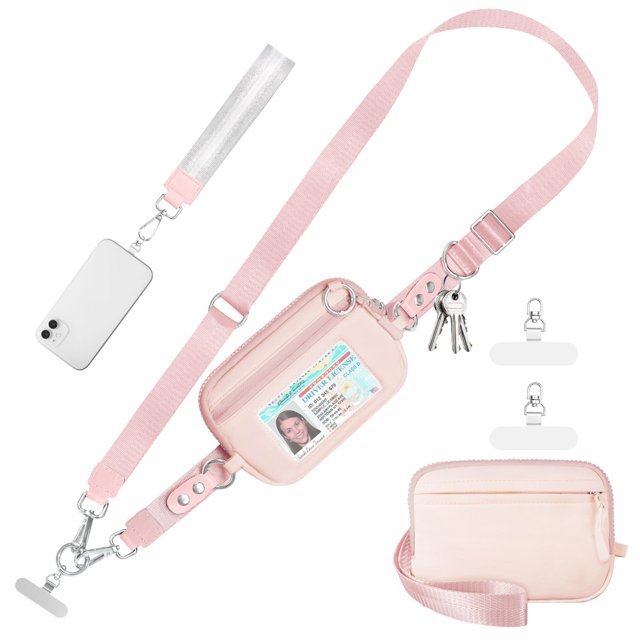 Correa para teléfono Tiostep Clip and Go con cartera bandolera rosa