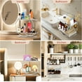 thumbnail image 3 of DERCLIVE 2 Tier Bathroom Countertop Organizer, Metal Cosmetic Organizer and Storage, Make up Counter Shelf Perfume Holder Rack Cosmetic Display Tray for Bathroom Counter, 3 of 11