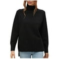 thumbnail image 2 of Lenago Womens Sweater Plus Size New Solid Color Sweater Turtleneck Sweater Women, 2 of 5