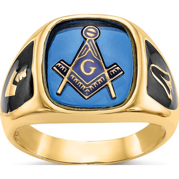 14K Yellow Gold Men's Masonic Ring (14 X 12) (Size 10) Made In United States y4084m