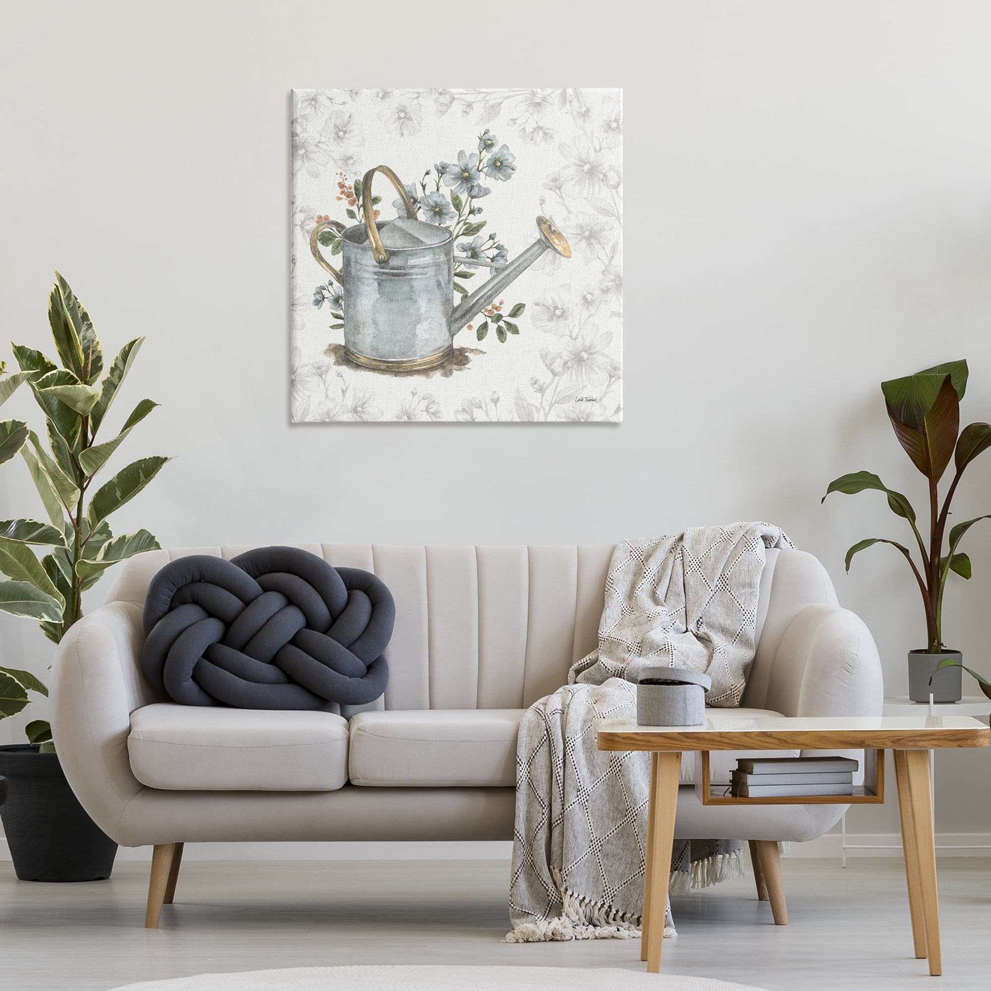 Stupell Industries Floral Watering Can Botanical & Floral Painting Gallery Wrapped Canvas Art Print Wall Art, 30 x 30
