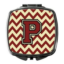 Letter P Chevron Maroon and Gold Compact Mirror