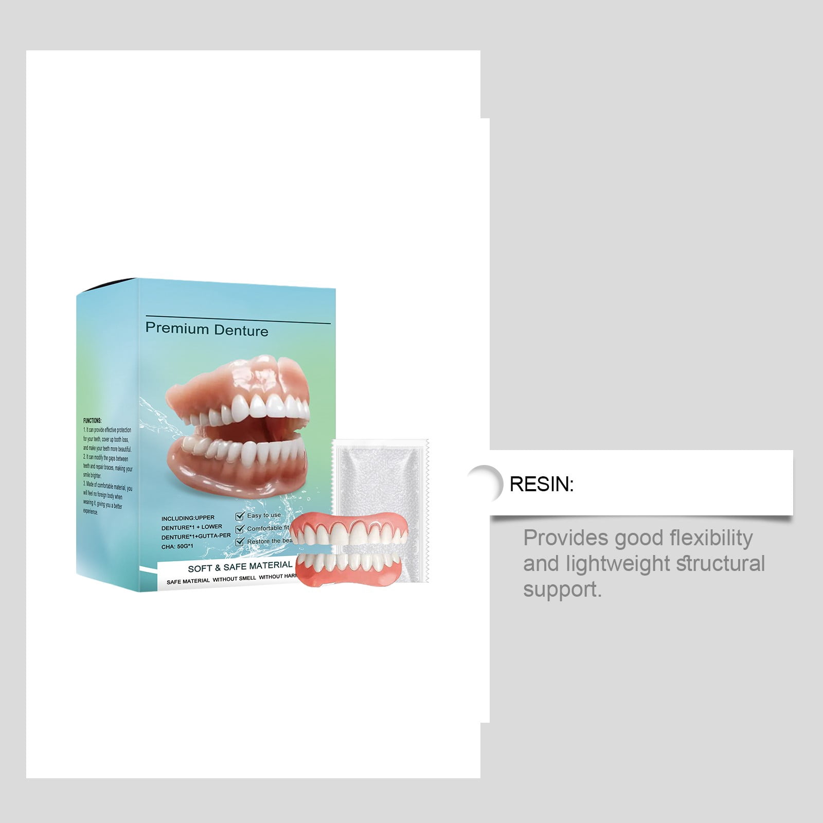 HZA Silicone Full Dentures Prostheses for All Men and Women