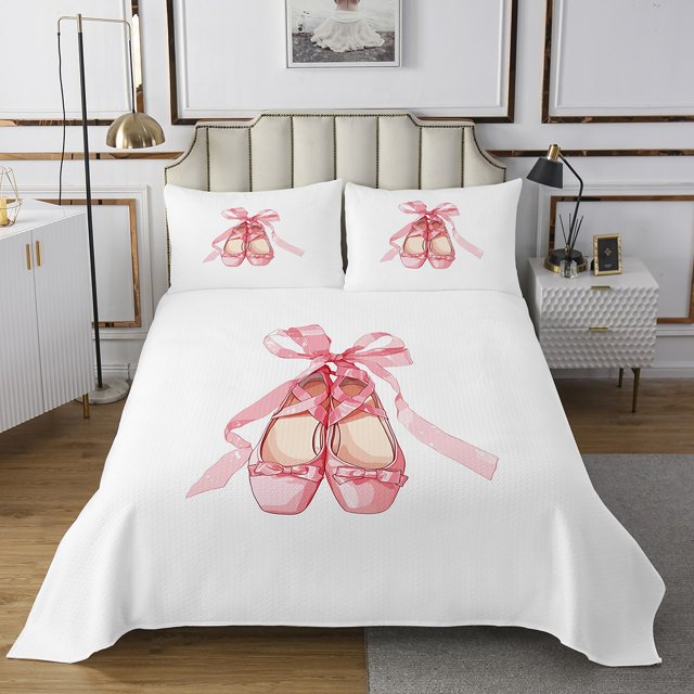 Erosebridal Princess Bowknot Coverlet Set Twin, Ballet Shose Bedding Set, Teens Room Decor 2pcs