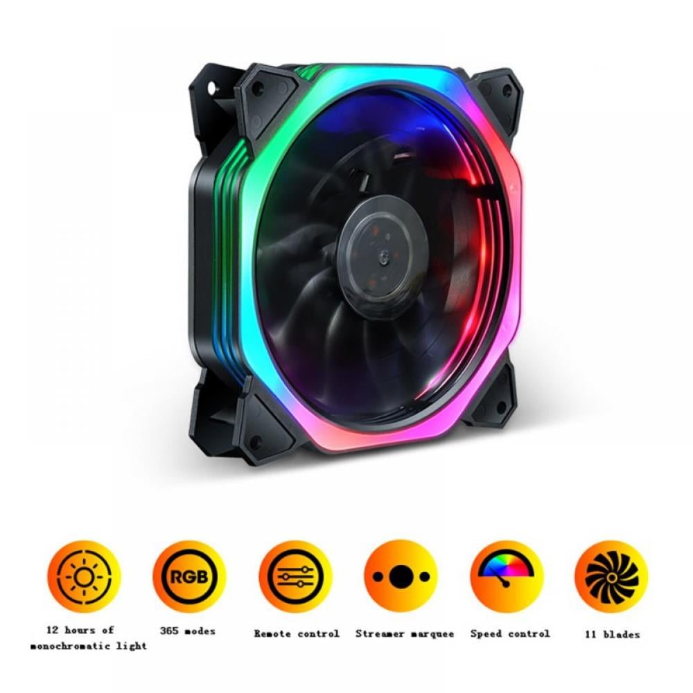 Computer PC Case RGB Cooling Fan LED 120mm Cooler with Remote Control Quiet Fan 