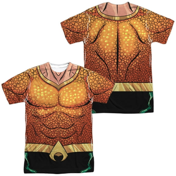 Jla - Aquaman Rebirth Uniform (Front/Back Print) - Short Sleeve Shirt - XX-Large