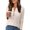 01-Beige, variant on Women's Solid Color V-Neck Long Sleeve Button Tee with Decorative Placket - Army Green - L