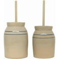 thumbnail image 5 of Butter Churn - Hand-Turned Stoneware Dasher-Style Churn, Natural Stone Color with Blue Stripes, 3 Gallon, 5 of 6
