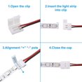 thumbnail image 4 of 24 piezas de conector de tira de luz LED de 2 pines de 8 mm para tira de LED de un solo color sin soldadura SMD 3528 2835 flexible de 8 mm, 4 of 5