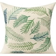 thumbnail image 4 of Outdoor Green Leaves Plant Throw Pillow Covers Cases Decorative Tropical Rainforest Palm Leaves Cushion Square Cotton Linen 16 x 16 Set of 4 for Sofa Patio Couch, 4 of 5