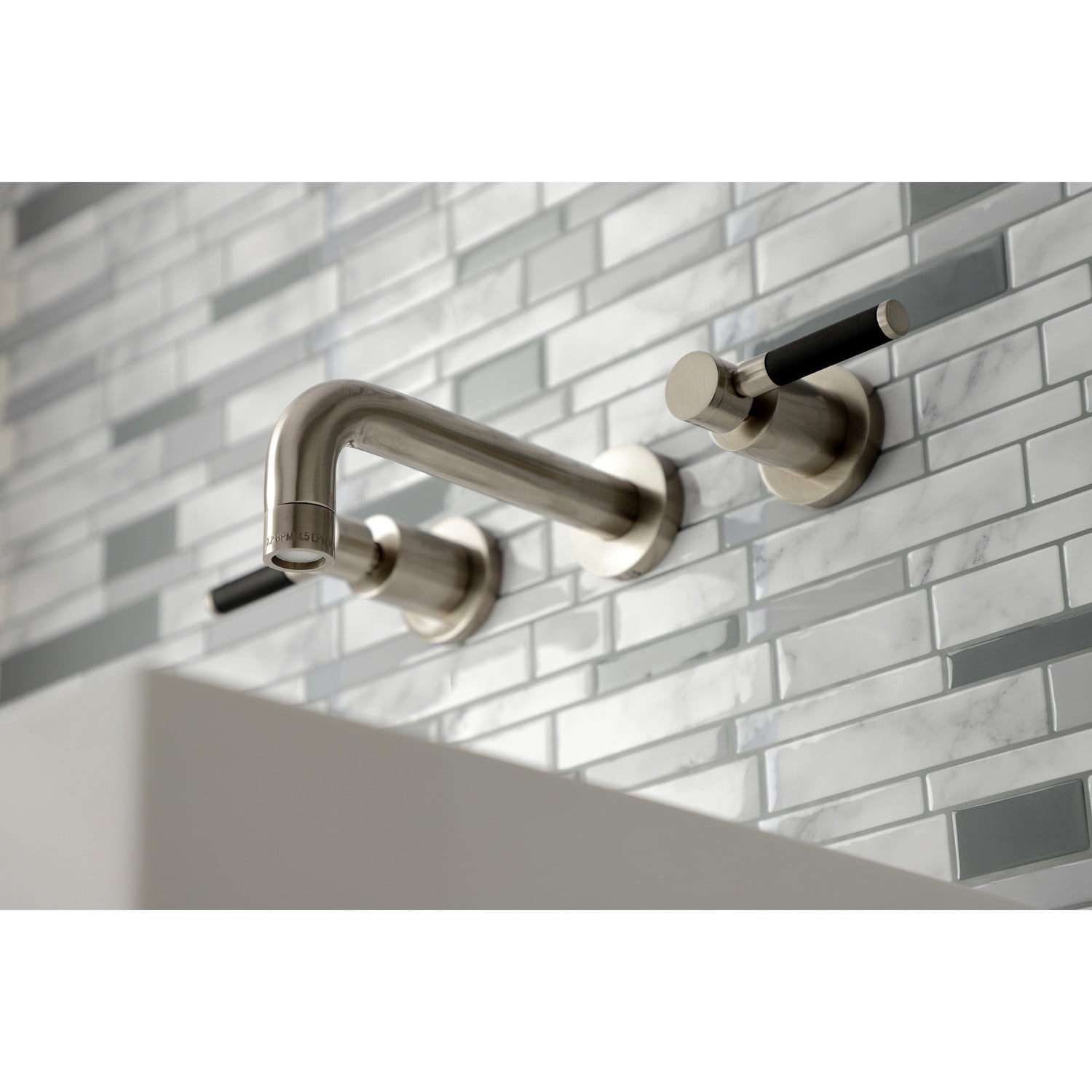 Kingston Brass KS8128DKL Kaiser 2-Handle Wall Mount Bathroom Faucet, Brushed Nickel