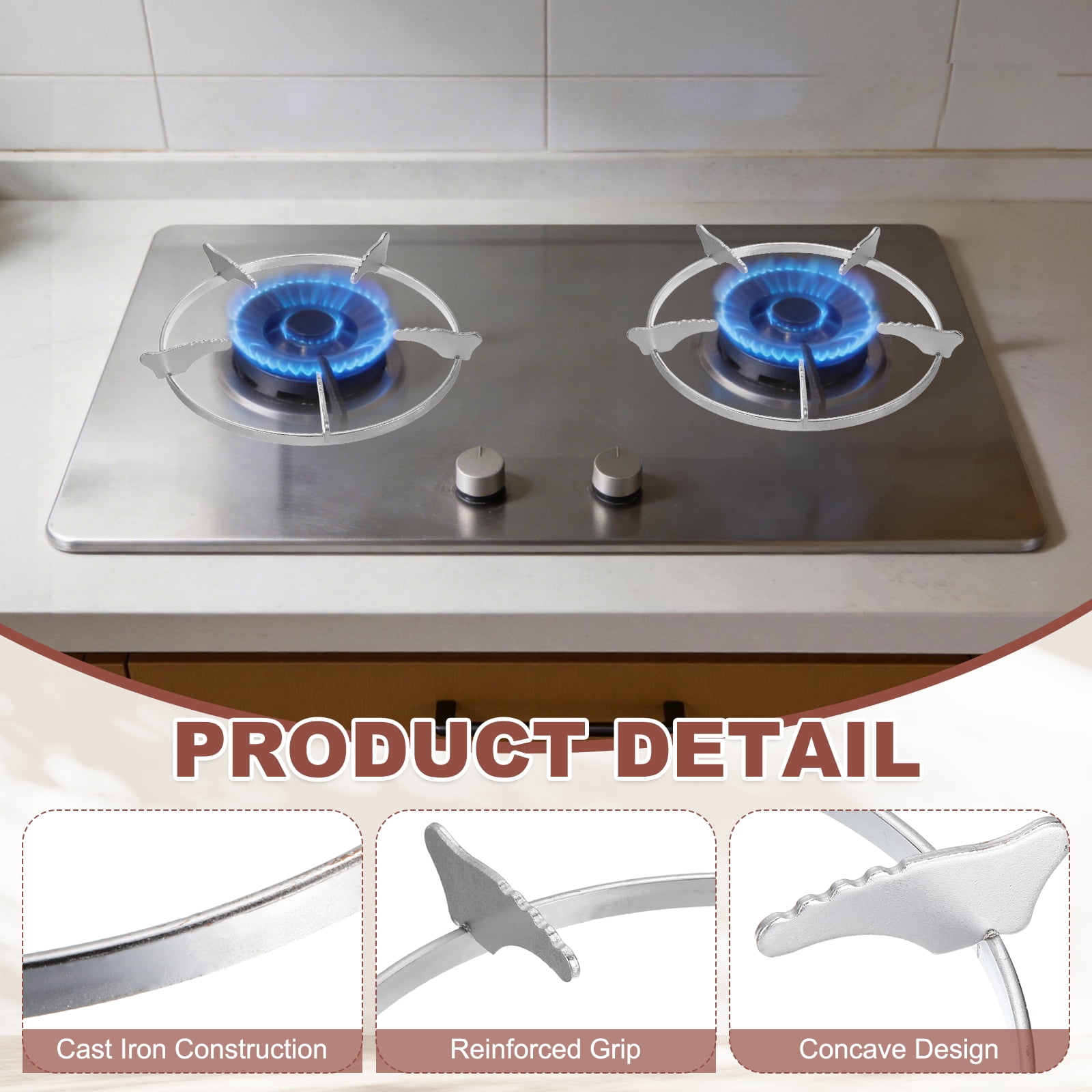 Uxcell Wok Ring for Gas Stove, 8.6 Inch Cast Iron Gas Stove Rack Wok Support Ring Round Cooktop Stand Brackets Replacement Accessories for Home Kitchen Burner, Silver