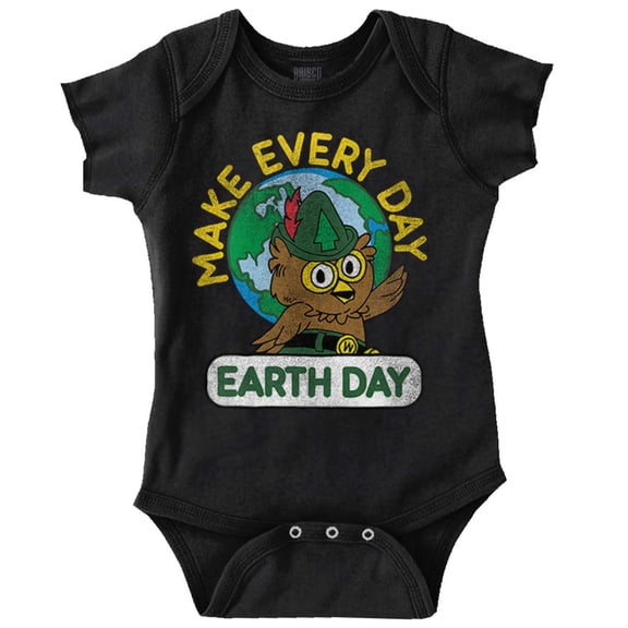 Woodsy Owl Make Everyday Earth Day Romper Boys or Girls Infant Baby Brisco Brands 12M