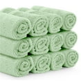 thumbnail image 4 of White Classic Hotel Collection Soft Cotton Washcloth Set, Small Bath Towels and Face Cloths, Light Green, 13 x 13, 12 Pack, 4 of 11