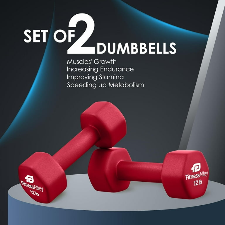Fitness Alley Neoprene Coated Workout Dumbbells set of 2 Anti Roll Non Slip with Smooth Grip Fitness Exercise Dumbbells Hexagon Shaped Hand Weights for Women Men 12 Pounds Walmart