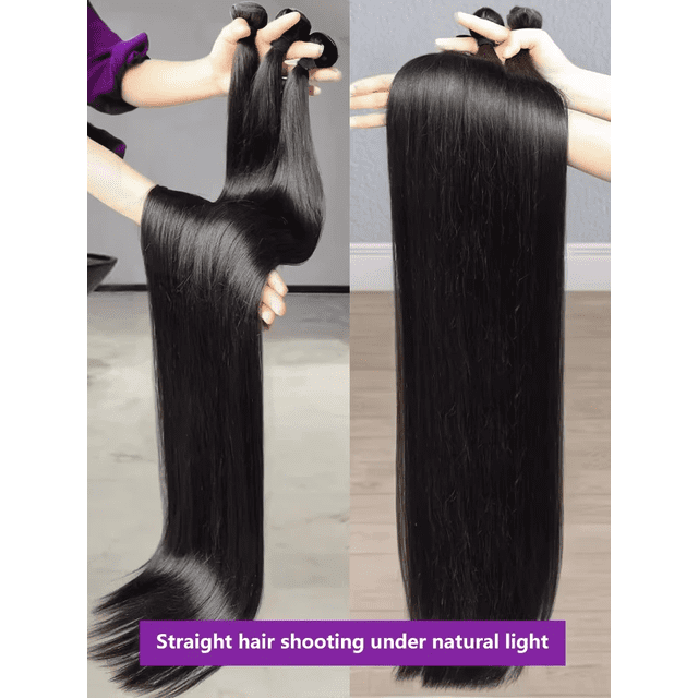 Typpkmm Extensiones De Cabello Humano BrasileñO Liso En Paquetes De 32 Pulgadas