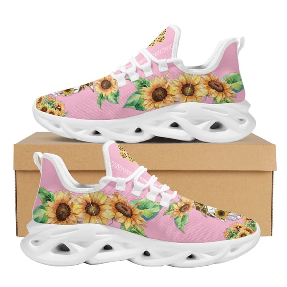 Zapatillas de deporte para mujer, bonitas zapatillas con estampado de calavera y girasol, con amortiguación de aire, calzado de plataforma para hombre