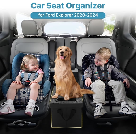 Car Seat Organizer Ford Explorer Organizer 2020-2026 with Cup Holders Center Console Organizer for Explorer Seat Aisle Storage Box for Kids Travel Accessories