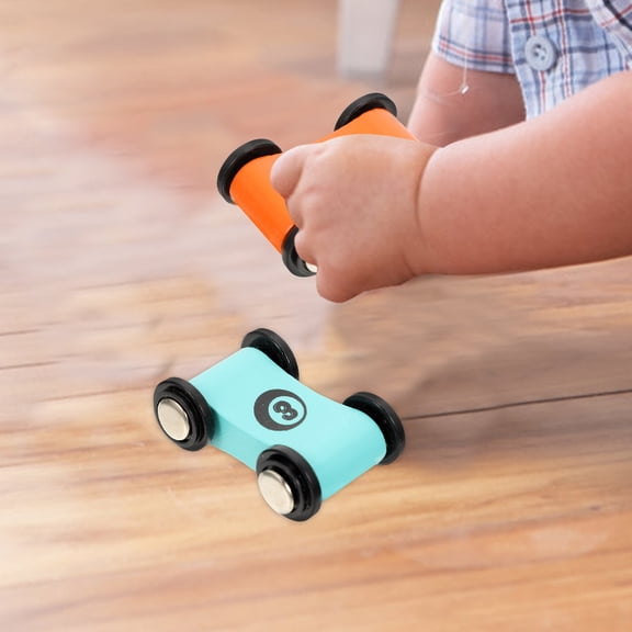 4 Pcs Wooden Pull Back Toy , Race Track Vehicles, Toddler Wooden Toy Cars Set