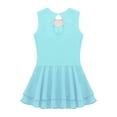 thumbnail image 4 of YONGHS Ice Skating Dress for Girls Kids Sleeveless Shiny Mesh Splice Tutu Skirted Leotard Ballet Dance Wear Sky Blue 6, 4 of 7