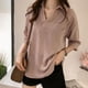 thumbnail image 1 of Sonbest Camisas De Algodón Con Cuello En V Con Estampado De Rayas De Manga Tres Cuartos Para Mujer Blusas Casuales Rosa M Inevent SH1104-32, 1 of 7