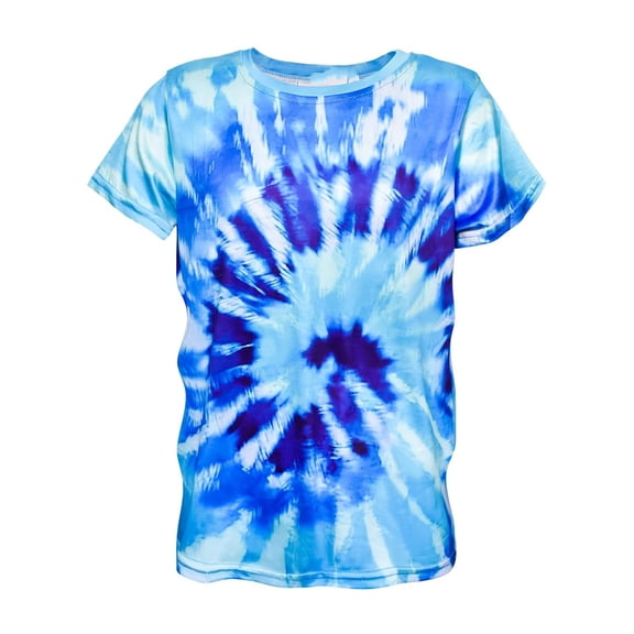 Byoo Toddler Boys Graphic T Shirt Comfortable Tie Dye Graphic Short Sleeve Pullover Top Kids Relaxed Fit Tshirt, Light Blue