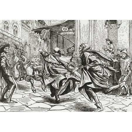 A Florentine Joke A Comic 19Th Century Drawing By Lord Frederic Leighton Used To Illustrate The George Elliot Novel Romola From The Strand Magazine Published 1897 Canvas Art - Ken Welsh Design Pics (