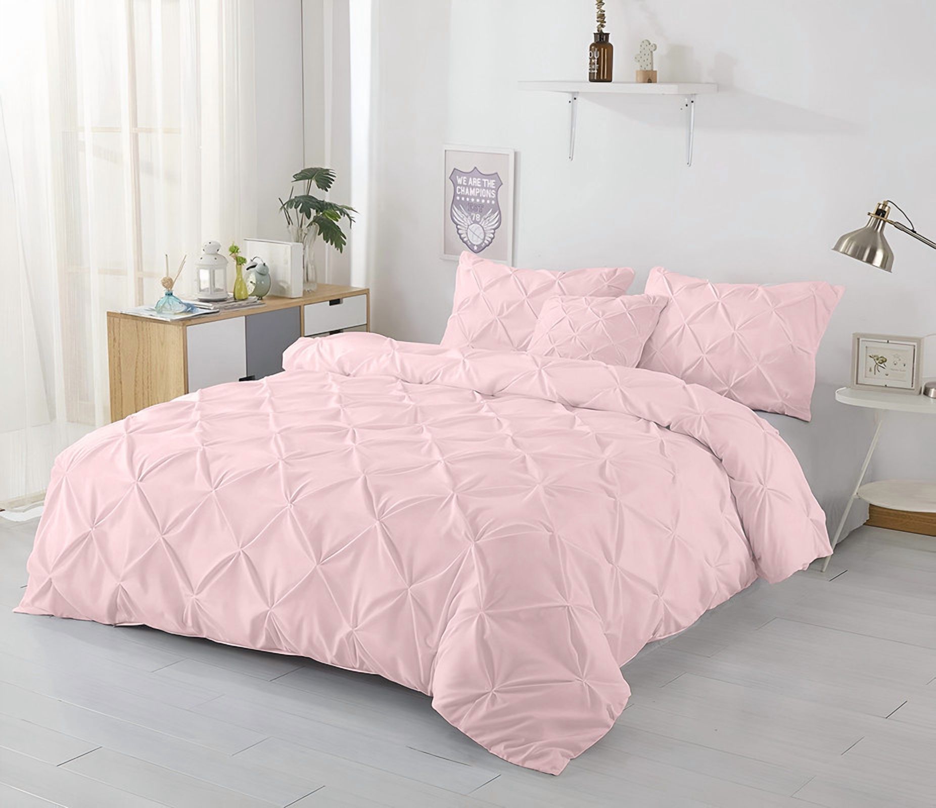 Kotton Culture 600TC 1Pc Pinch Pleated Duvet Cover Only 100% Egyptian Cotton (Blush, Super Oversized King)