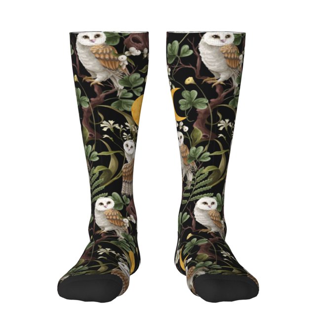Balery Owls And Plants Calcetines novedosos Calcetines deportivos Calcetines hasta la rodilla Calcetines de algodón Calcetines originales y geniales