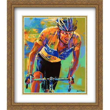 Lance Armstrong - 7X Tour de France Champion 2x Matted 23x32 Large Gold Ornate Framed Art Print by Malcolm