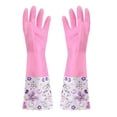 thumbnail image 5 of Rubber Cleaning Gloves, Household Kitchen Dishwashing Gloves with Cotton Flocked Liner,Reusable, Non-Slip （Pink）, 5 of 5