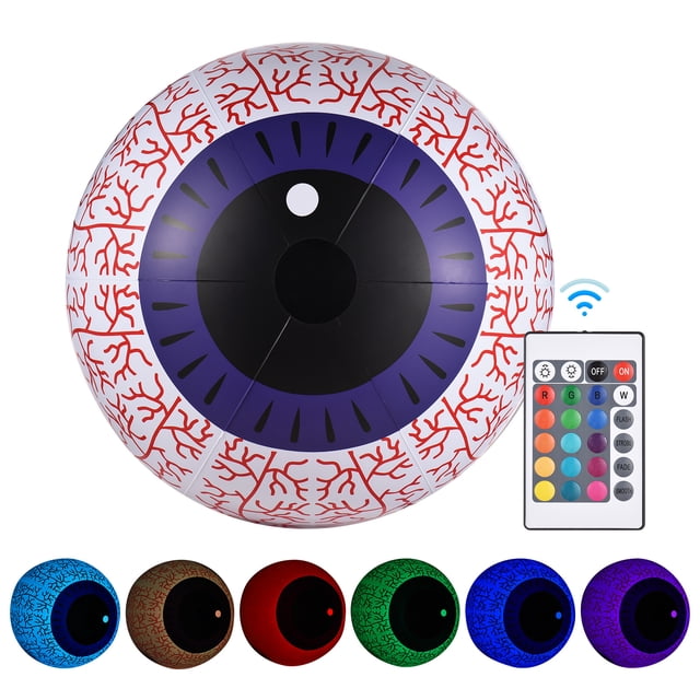 Tignapoo Inflatable Halloween Eyeball Decor with RGB LED Lights, 16 Colors, 4 Dynamic Modes, Remote Control, Waterproof IP68, Perfect for Indoor/Outdoor Use