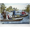 Trout Fishing 1859 NAmerican Hunting Scene - Brook Trout Fishing Lithograph By Thomas Kelly 1859 Poster Print by Granger Collection