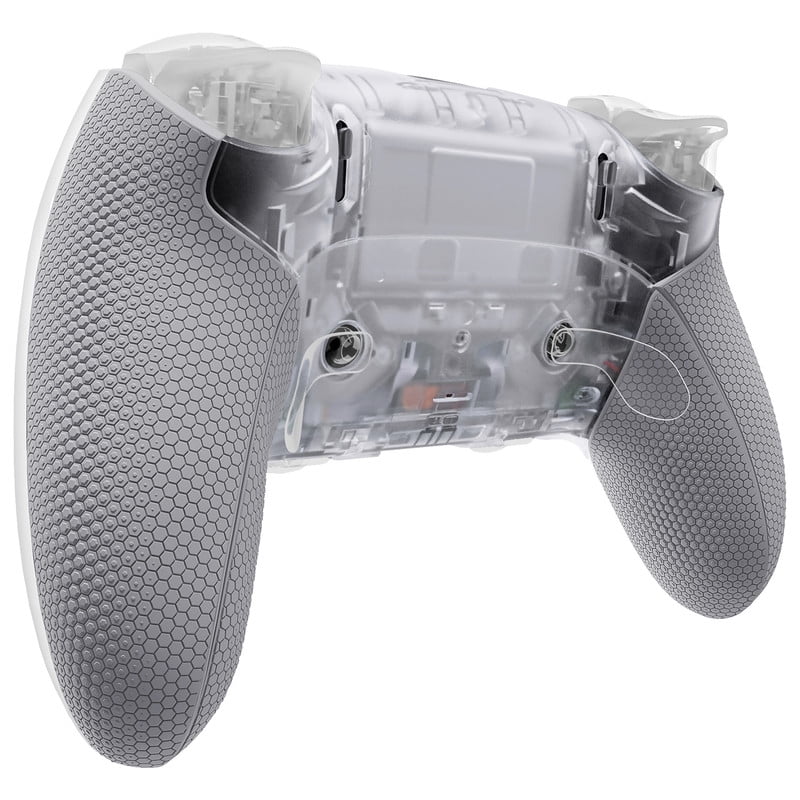 eXtremeRate Beyond-ARC Shell Kit for PS5 Edge Controller - Rubberized Grip Front & Back Cover (Clear & Gray)