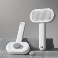 thumbnail image 7 of Pet Dog Grooming Comb Shedding Brush Gentle Hair Removal Tool with Soft Bristles Self Cleaning Puppy Bathing Massage Accessory Comfortable Grip Indoor Outdoor Use, 7 of 7