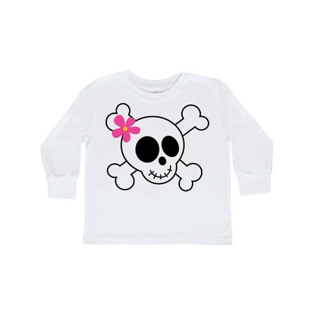

Inktastic Skull With Flower Gift Toddler Toddler Girl Long Sleeve T-Shirt