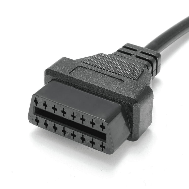 J1962 OBD2 16-Pin Pass-Through Cable - 5ft Male To Female & Pigtail Extension For Diagnostics