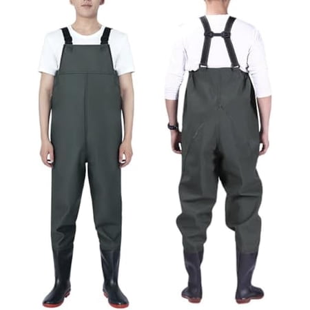 PVC Fishing Chest Waders for Men with Boots Waterproof Bootfoot Waders Waders with Boot Hanger for Men Women (Green M09/W11)$$Sport & Recreation Other