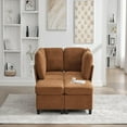 thumbnail image 6 of GVN Seat Couch with Freely Combinable 6-Seat and Chaise, Comfy Soft with U Shaped Oversized and Storage Ottoman for Home, Apartment, Office, Orange, 6 of 8