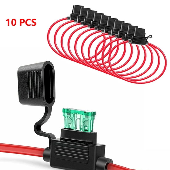 10 Pack 14 Gauge In-line ATC/ATO Fuse Holder 30 AMP Blade Fuse Cover 12V